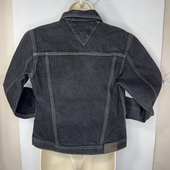 Y2K Tommy Hilfiger Dark Wash Denim Jacket Women’s Small Contrast Stitching - Picture 11 of 16